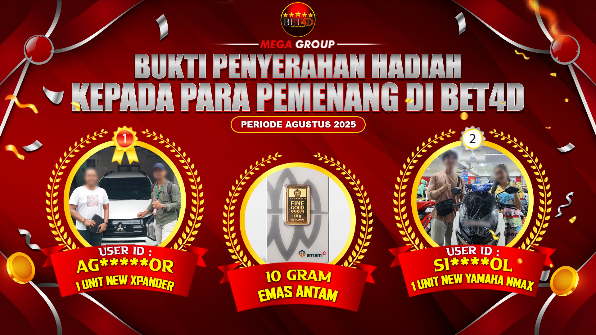 Selamat Kepada Member Setia BET4D Sudah Memenangkan Satu Unit Mobil New Xpander